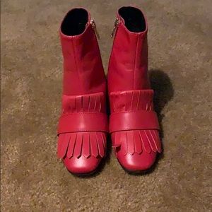 Steve By Steve Madden Red Leather Booties